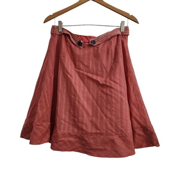 Trovata Mini Skirt Womens Medium Red Orange Wrap Dot Print Boho Summer Beach - Picture 3 of 9